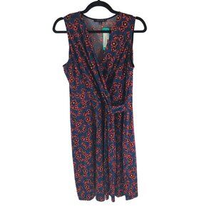 Hailey 23 Seanna Faux Wrap Knit Dress Sleeveless Floral Red Blue XL